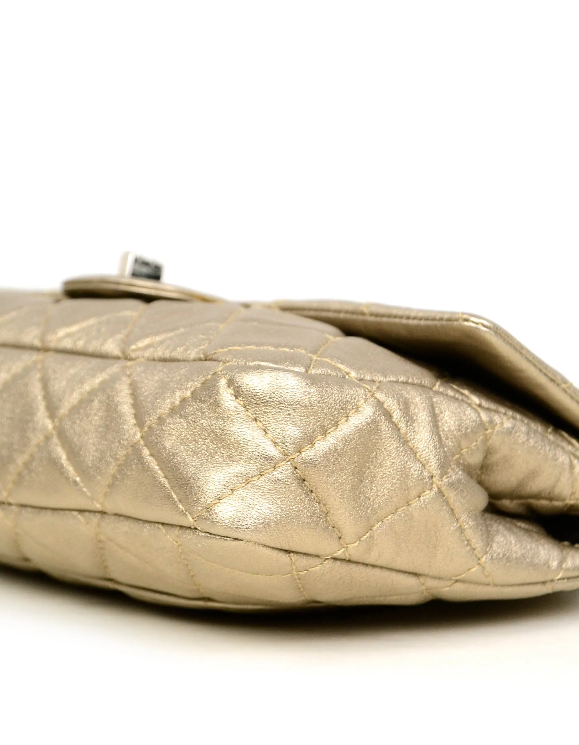 Chanel Khaki Metallic Calfskin 2.55 Reissue Roll Clutch Bag