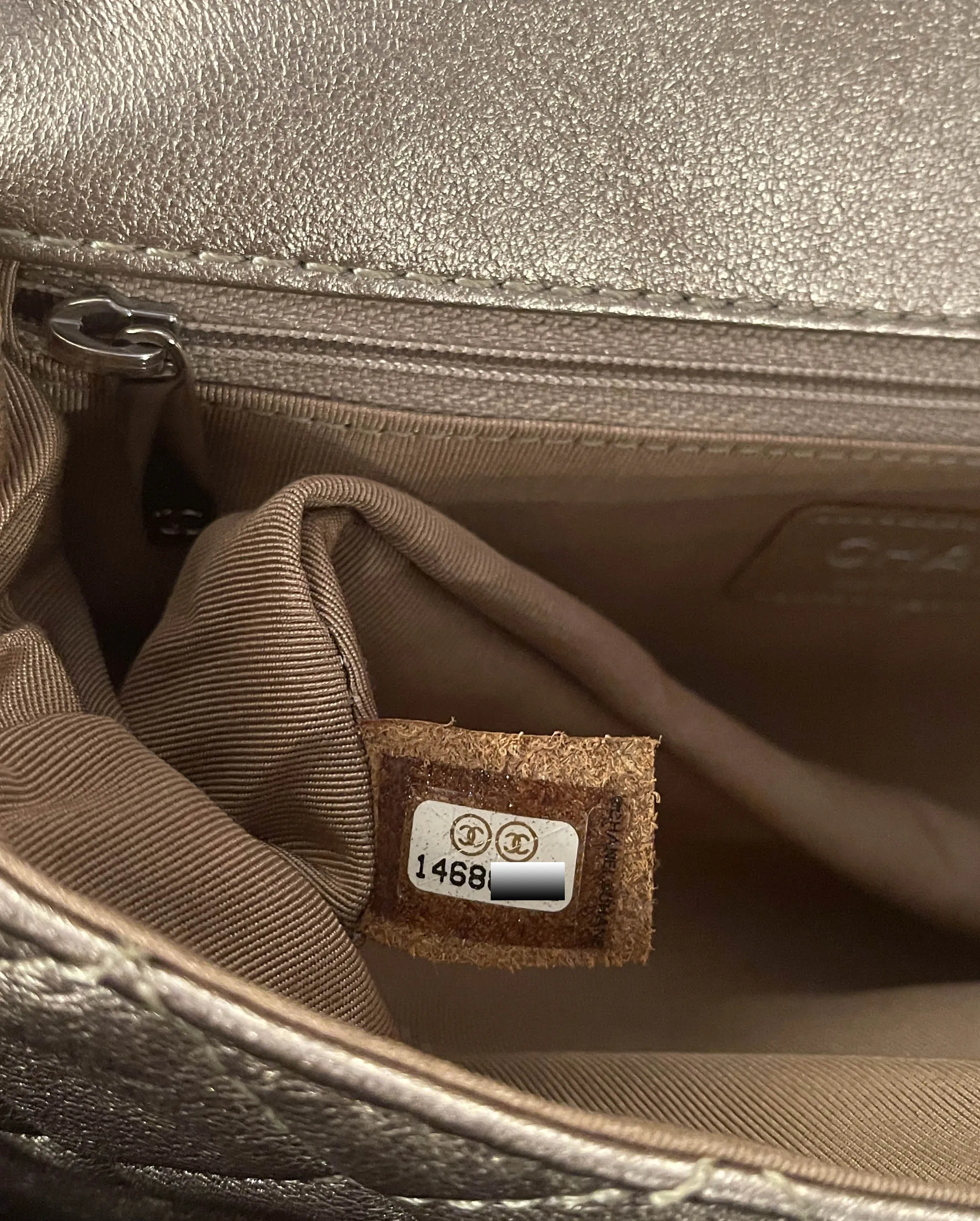 Chanel Khaki Metallic Calfskin 2.55 Reissue Roll Clutch Bag