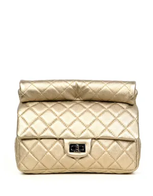 Chanel Khaki Metallic Calfskin 2.55 Reissue Roll Clutch Bag