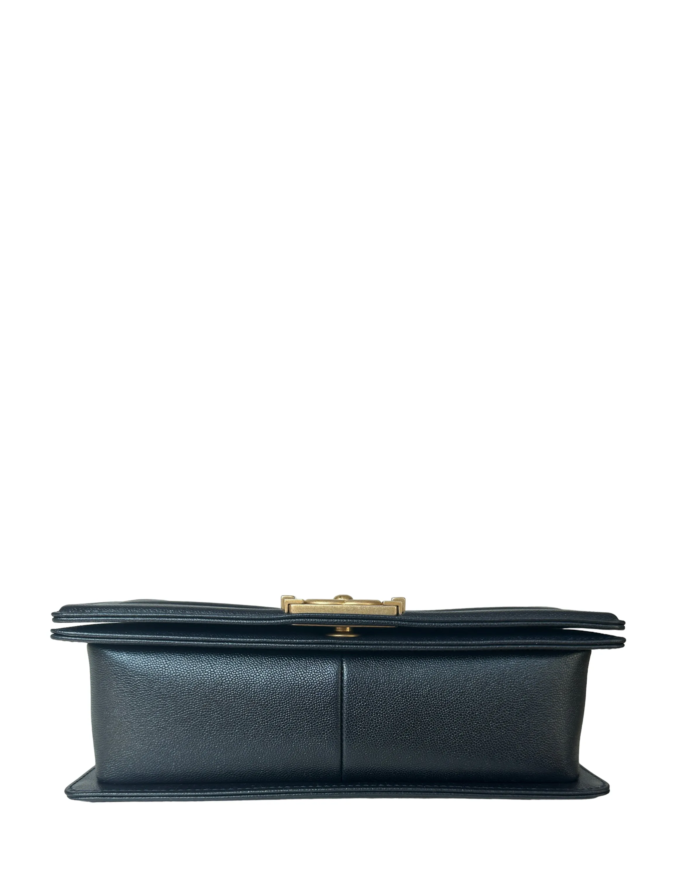 Chanel Metallic Navy Caviar Quilted Medium Boy Bag
