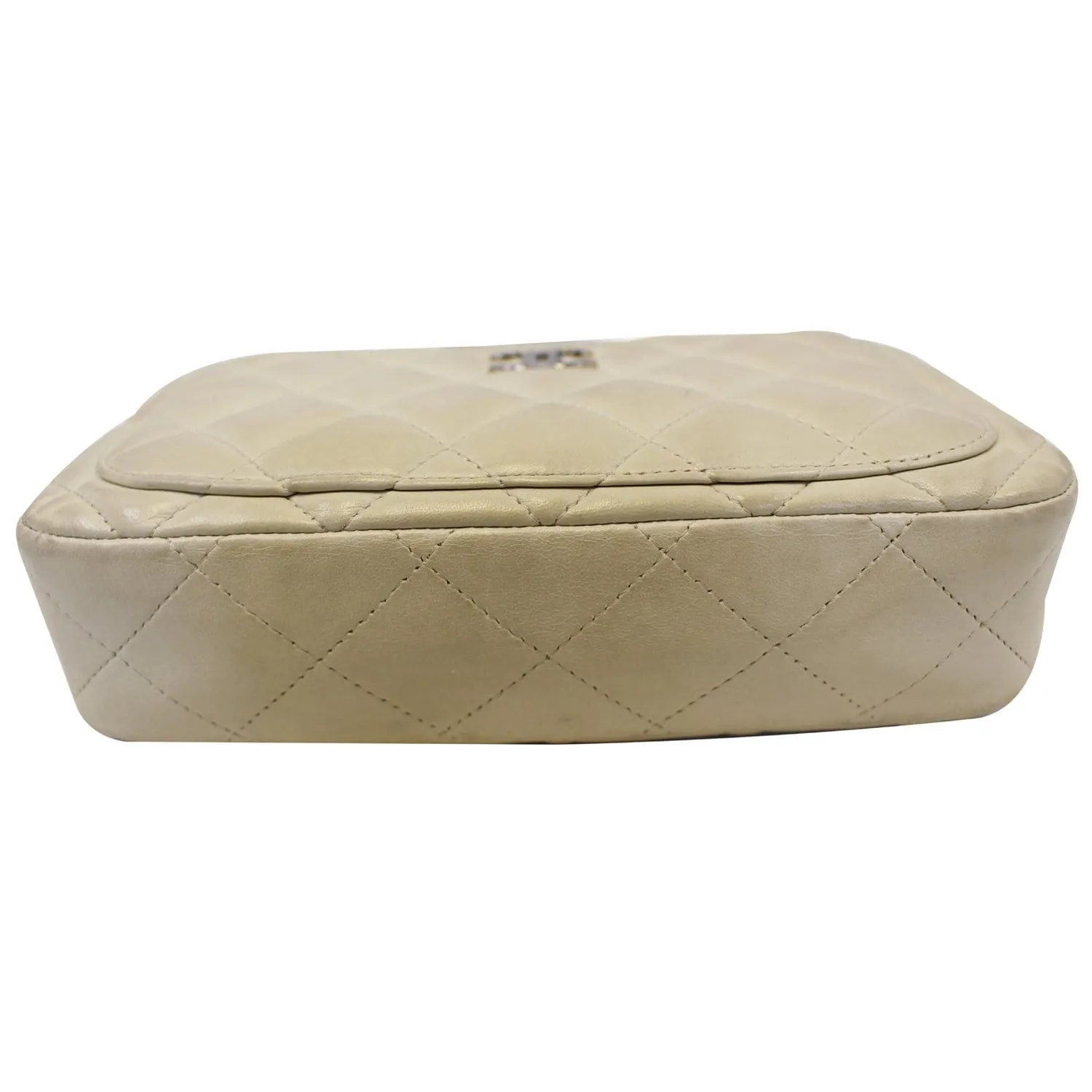 CHANEL Quilted Leather Camera Chain Bag White