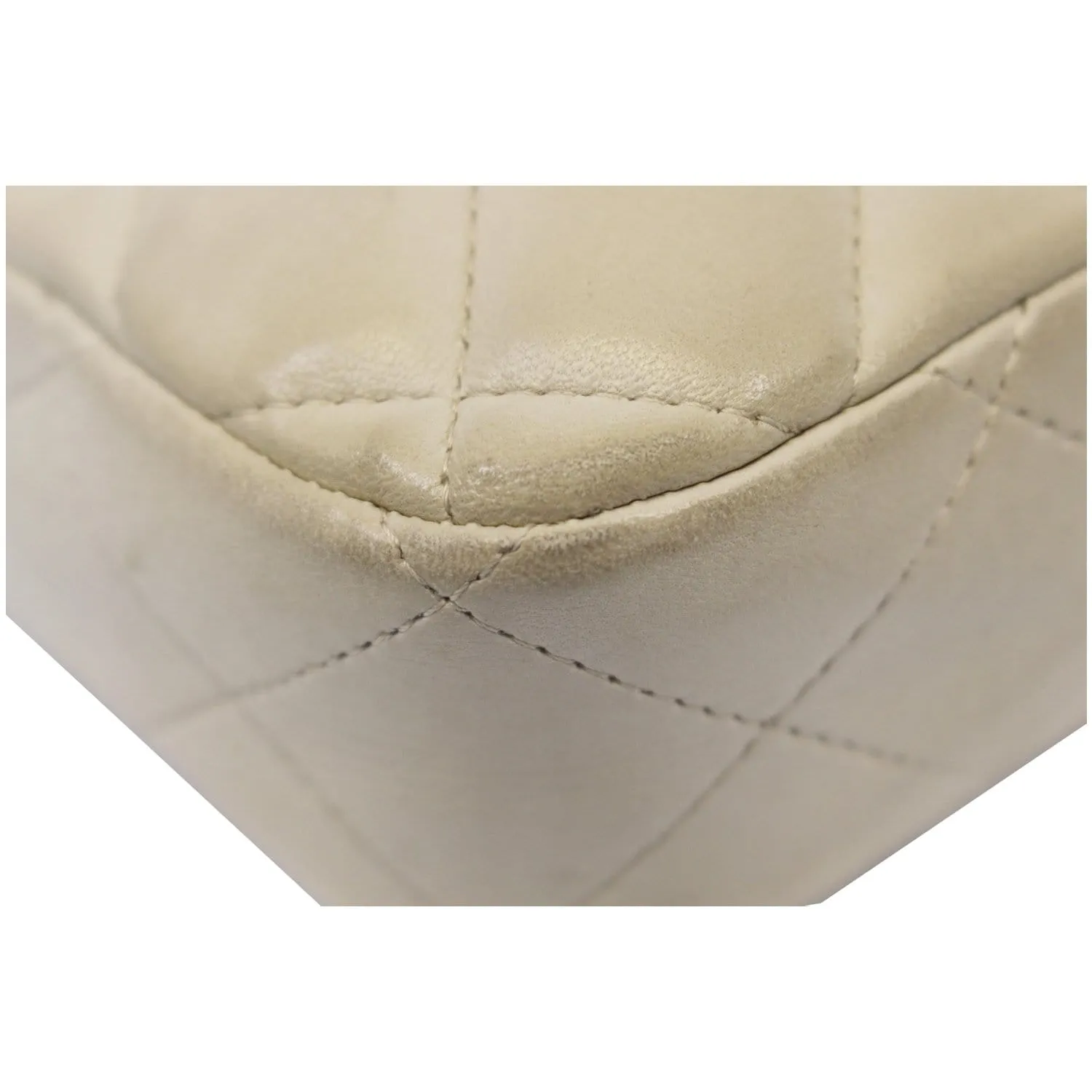 CHANEL Quilted Leather Camera Chain Bag White