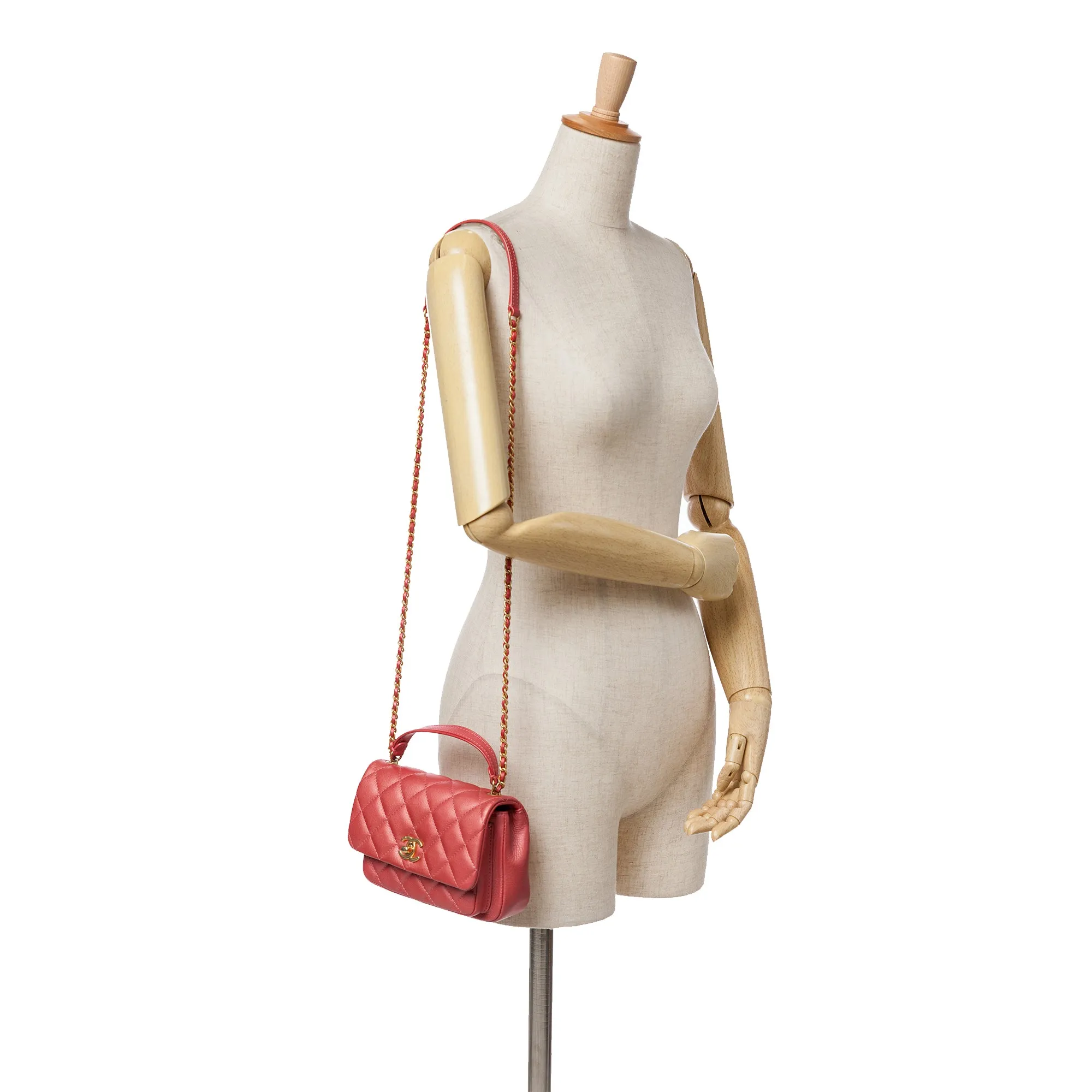 Chanel Quilted Metallic Calfskin Top Handle Flap