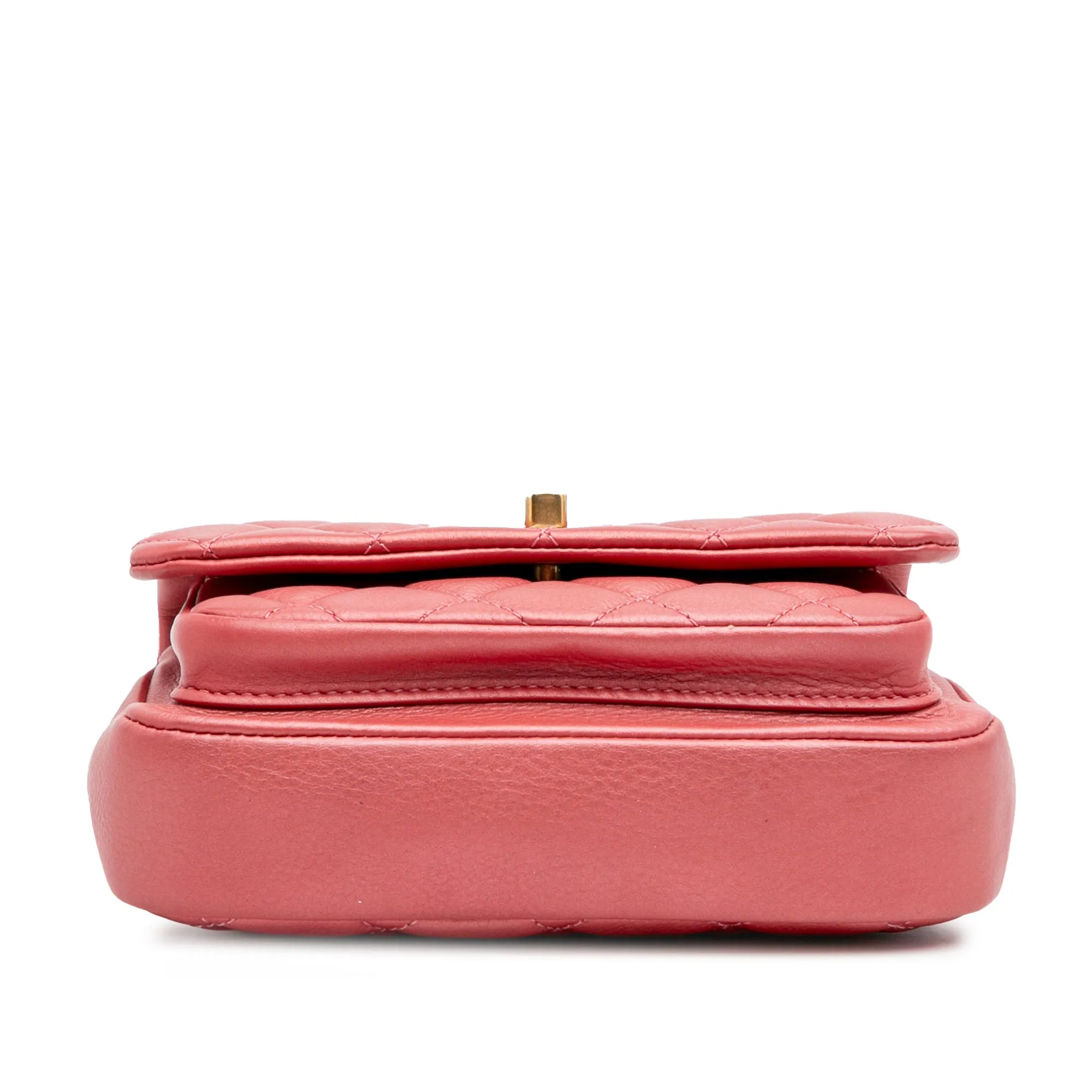 Chanel Quilted Metallic Calfskin Top Handle Flap