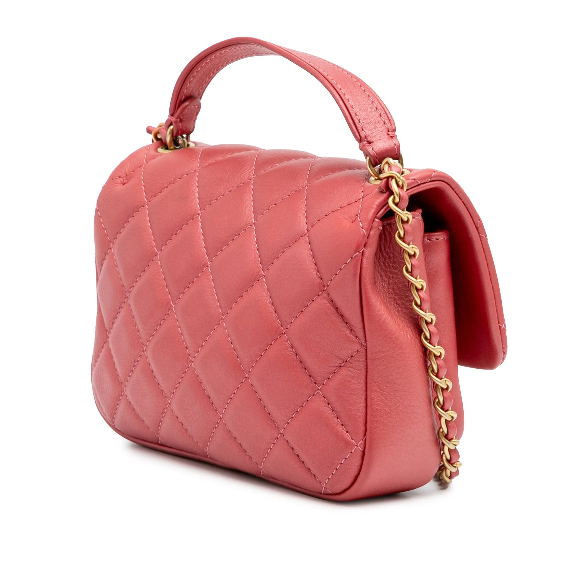 Chanel Quilted Metallic Calfskin Top Handle Flap