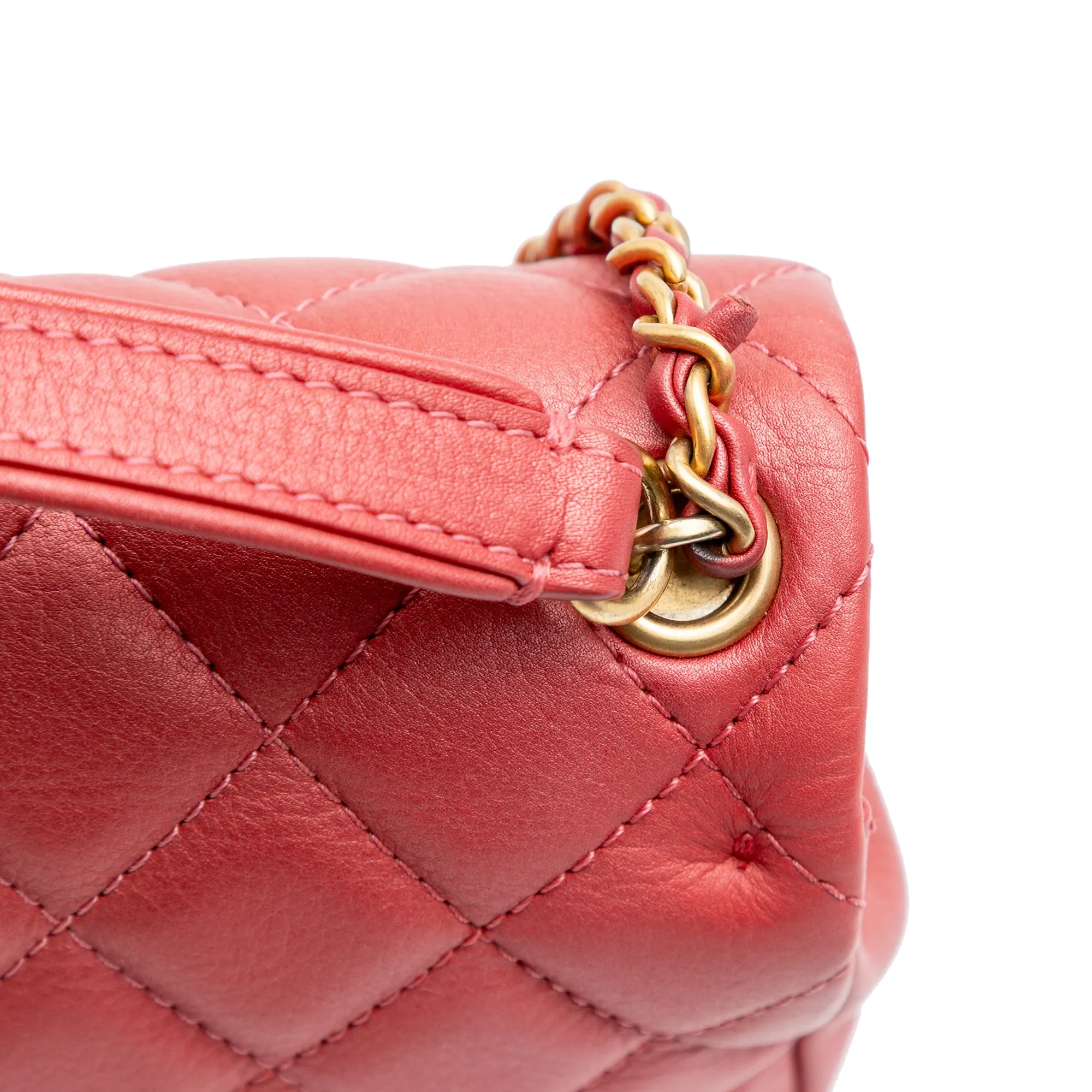 Chanel Quilted Metallic Calfskin Top Handle Flap