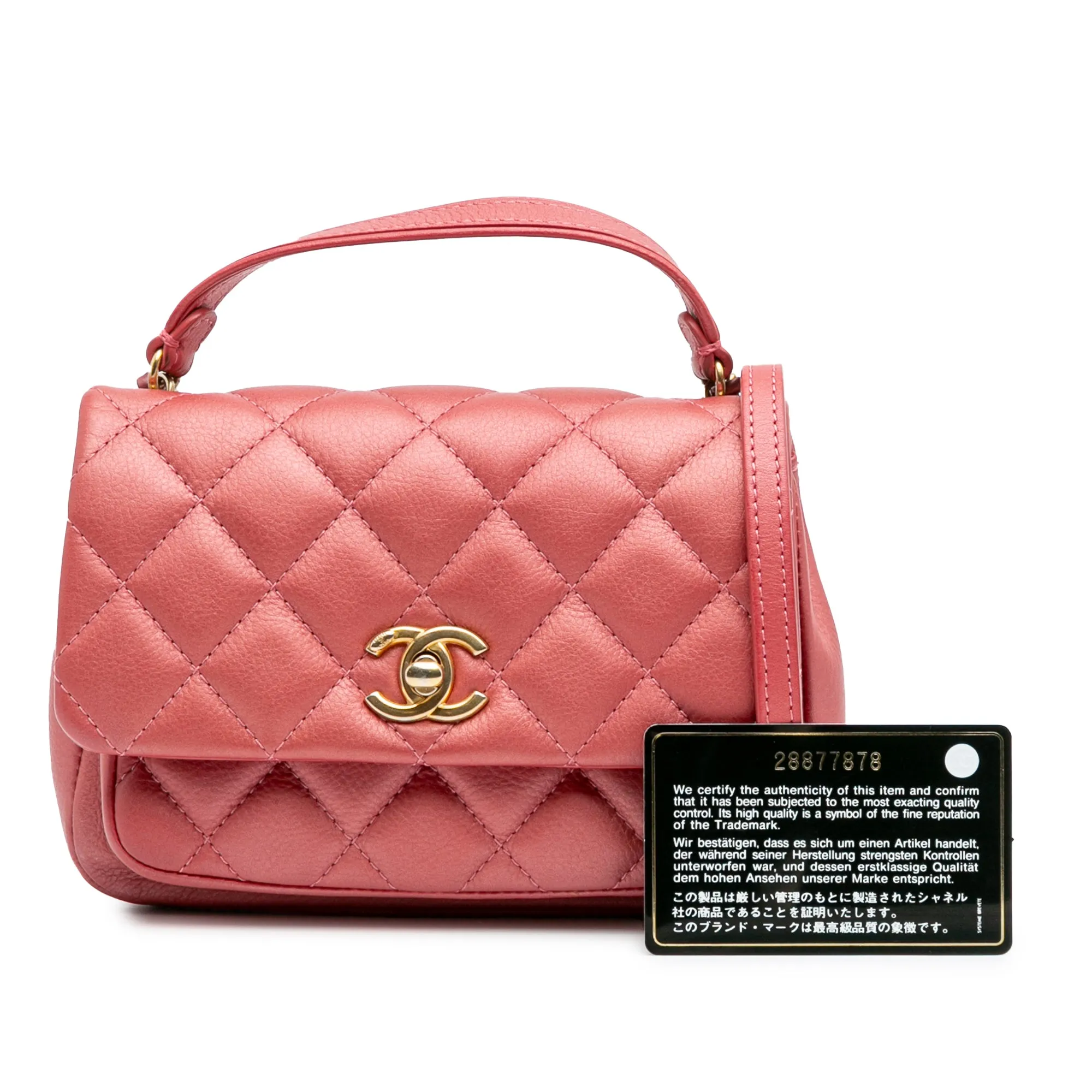 Chanel Quilted Metallic Calfskin Top Handle Flap