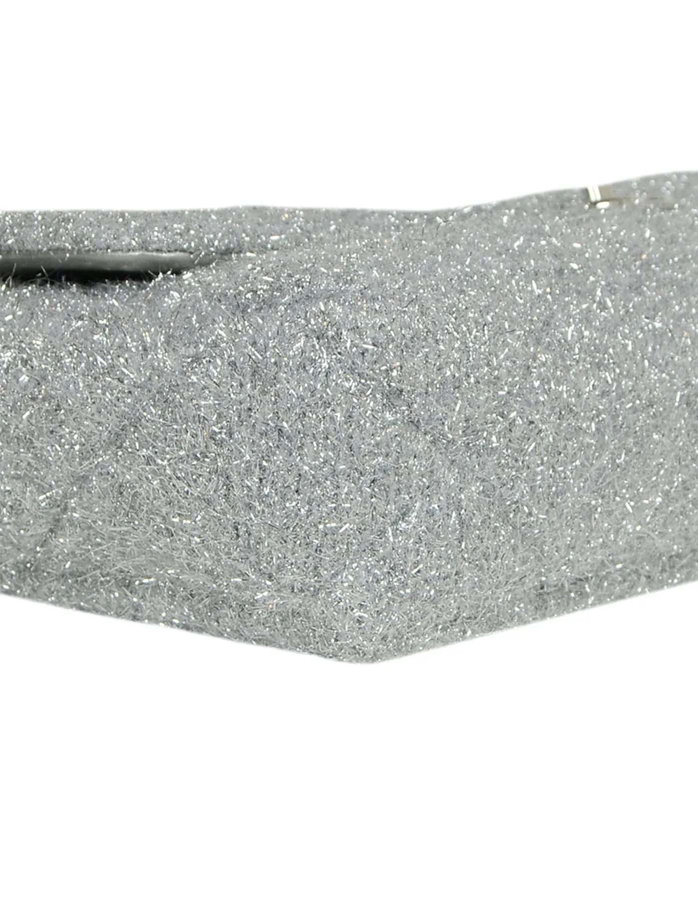Chanel Silver Quilted Knit Pluto Glitter Large Flap Bag