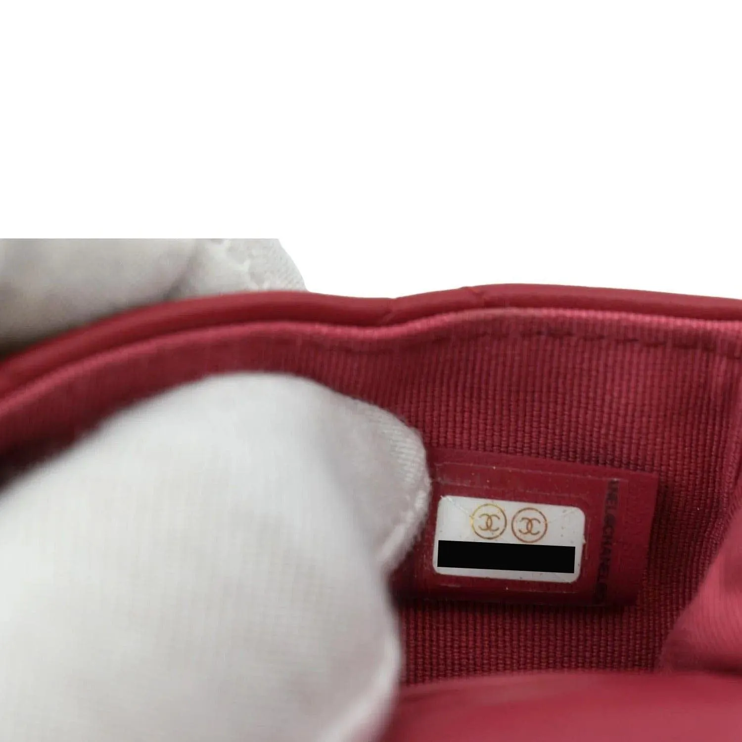 CHANEL Women Top Handle Flap Card Holder Quilted Leather Chain Shoulder Bag Red