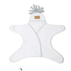 Clair de Lune Star Fleece Baby Wrap Blanket - 0-6 Months - White