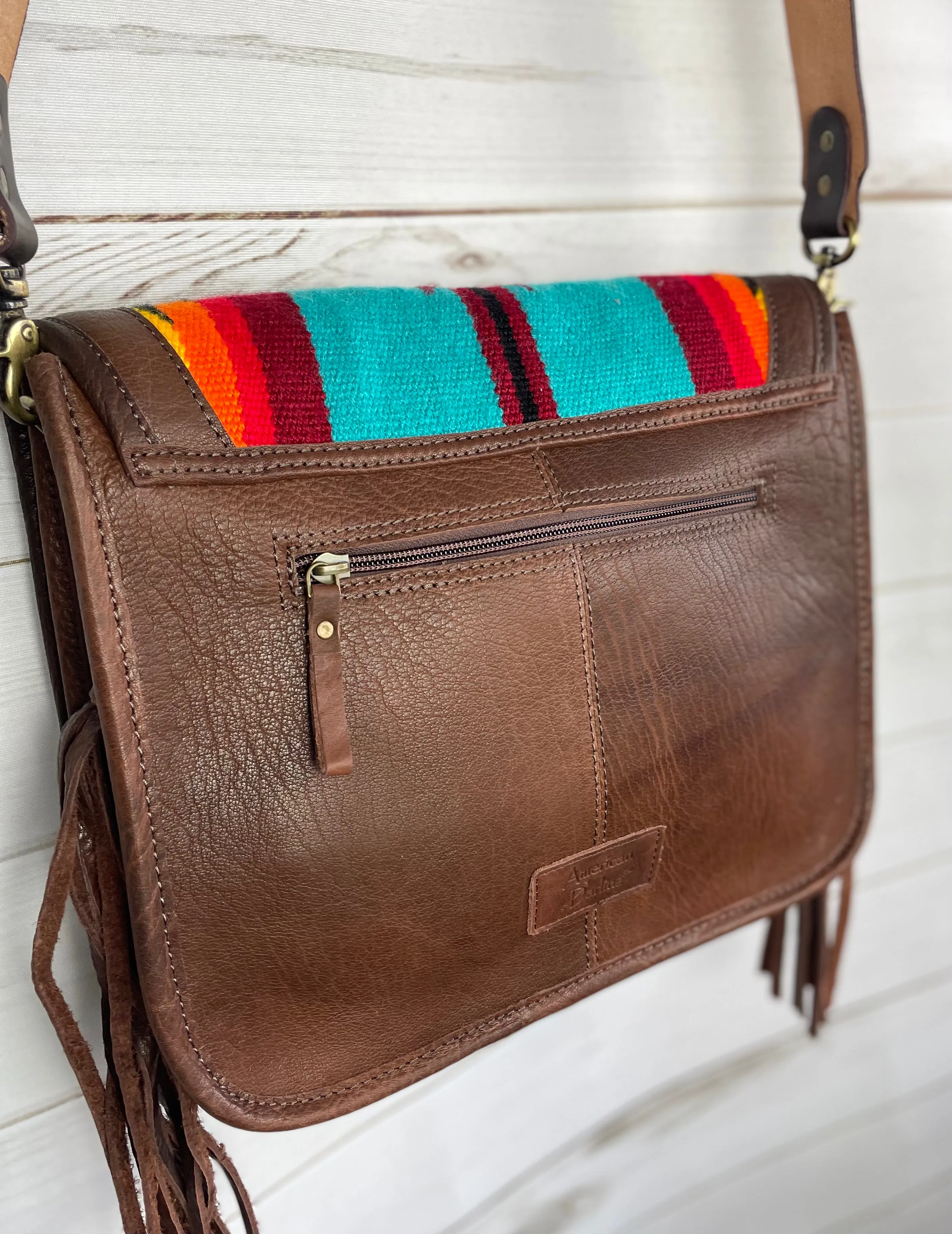 Clearance! Southwestern Sunset Wool and Leather Handbag Satchel