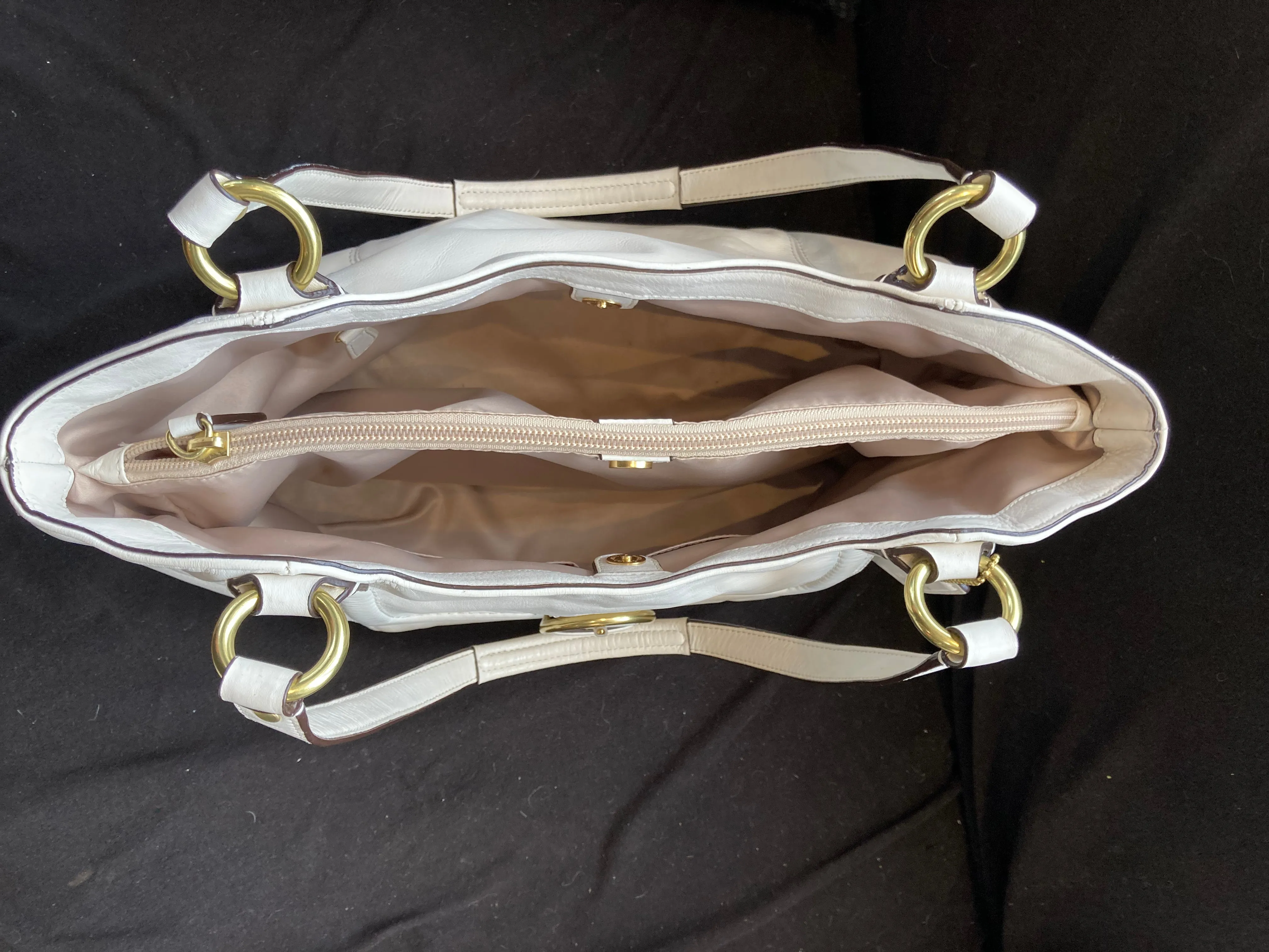 COACH # F24961 Campbell Leather Large Satchel Belle Carryall Cream