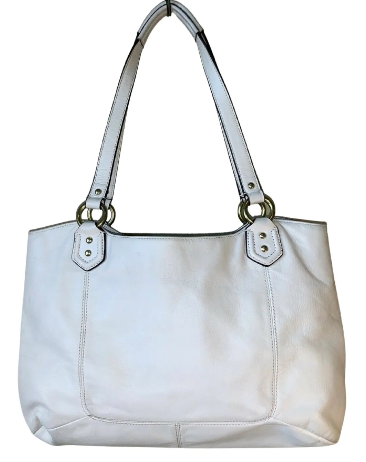 COACH # F24961 Campbell Leather Large Satchel Belle Carryall Cream