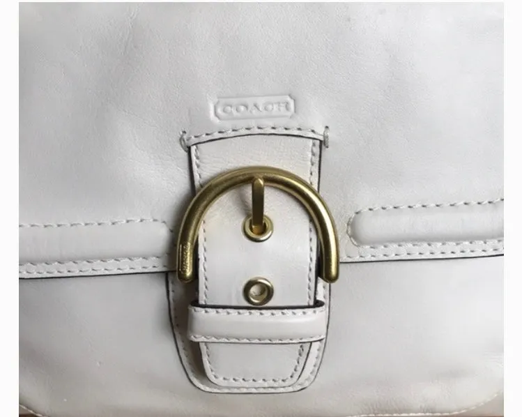 COACH # F24961 Campbell Leather Large Satchel Belle Carryall Cream
