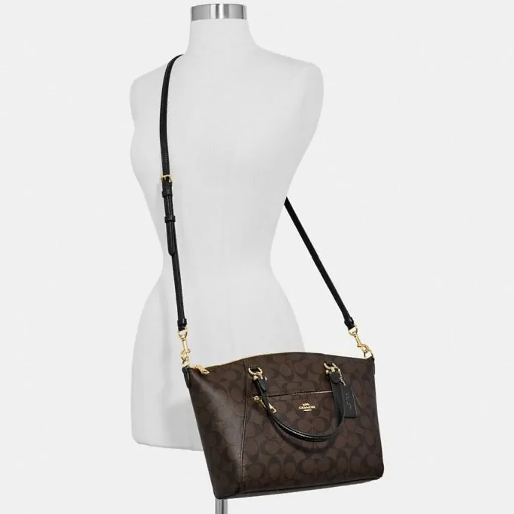 COACH Prairie Satchel Handbag In Signature Canvas with Detachable Strap for Shoulder/Crossbody Wear