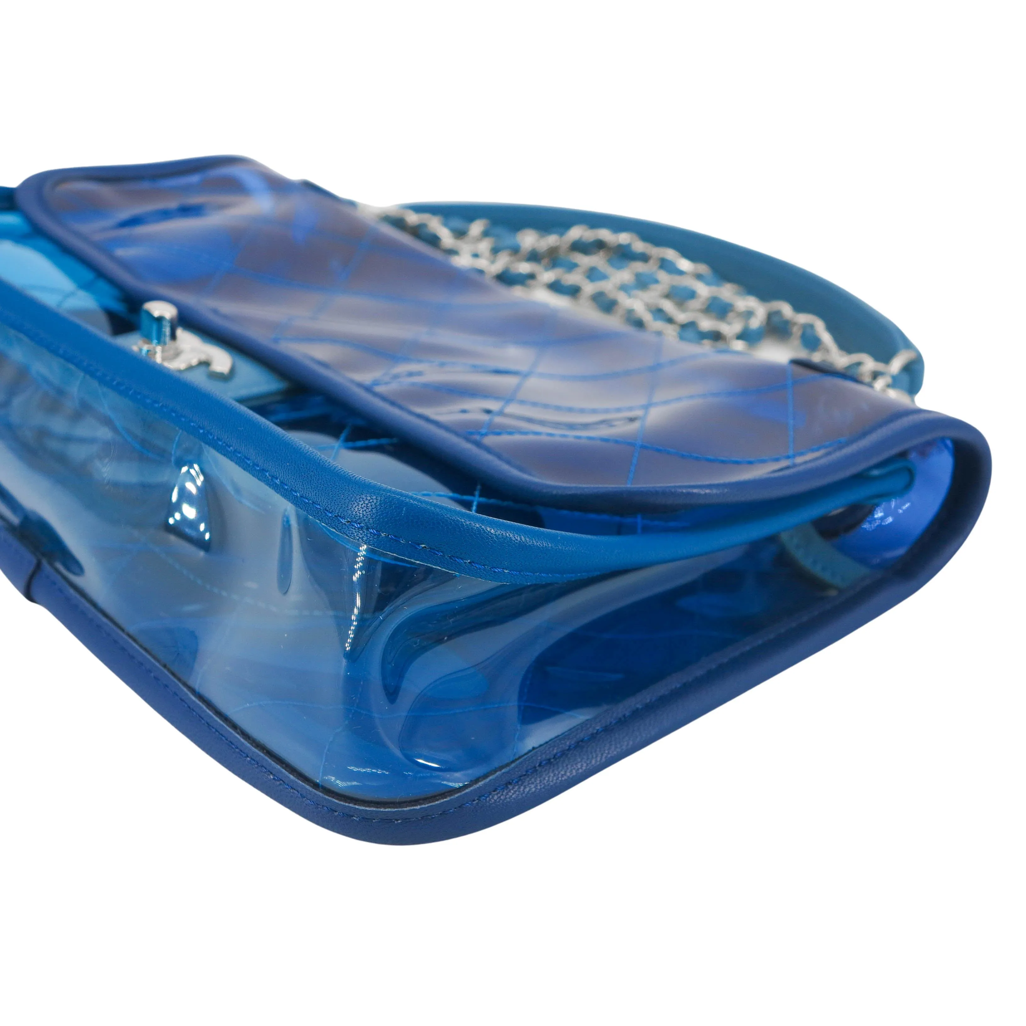 Coco Splash Blue PVC Medium Flap Bag