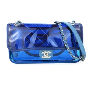 Coco Splash Blue PVC Medium Flap Bag