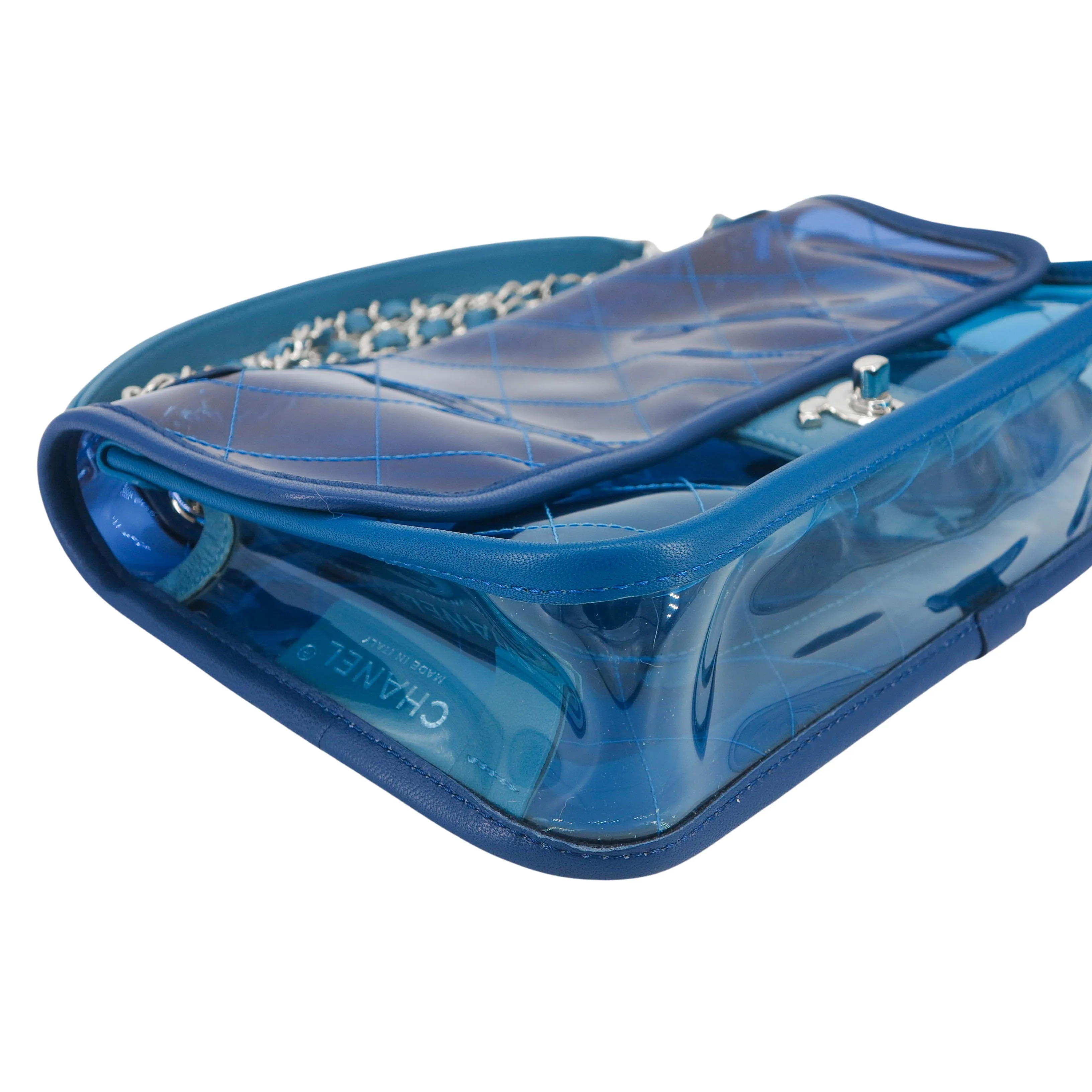Coco Splash Blue PVC Medium Flap Bag