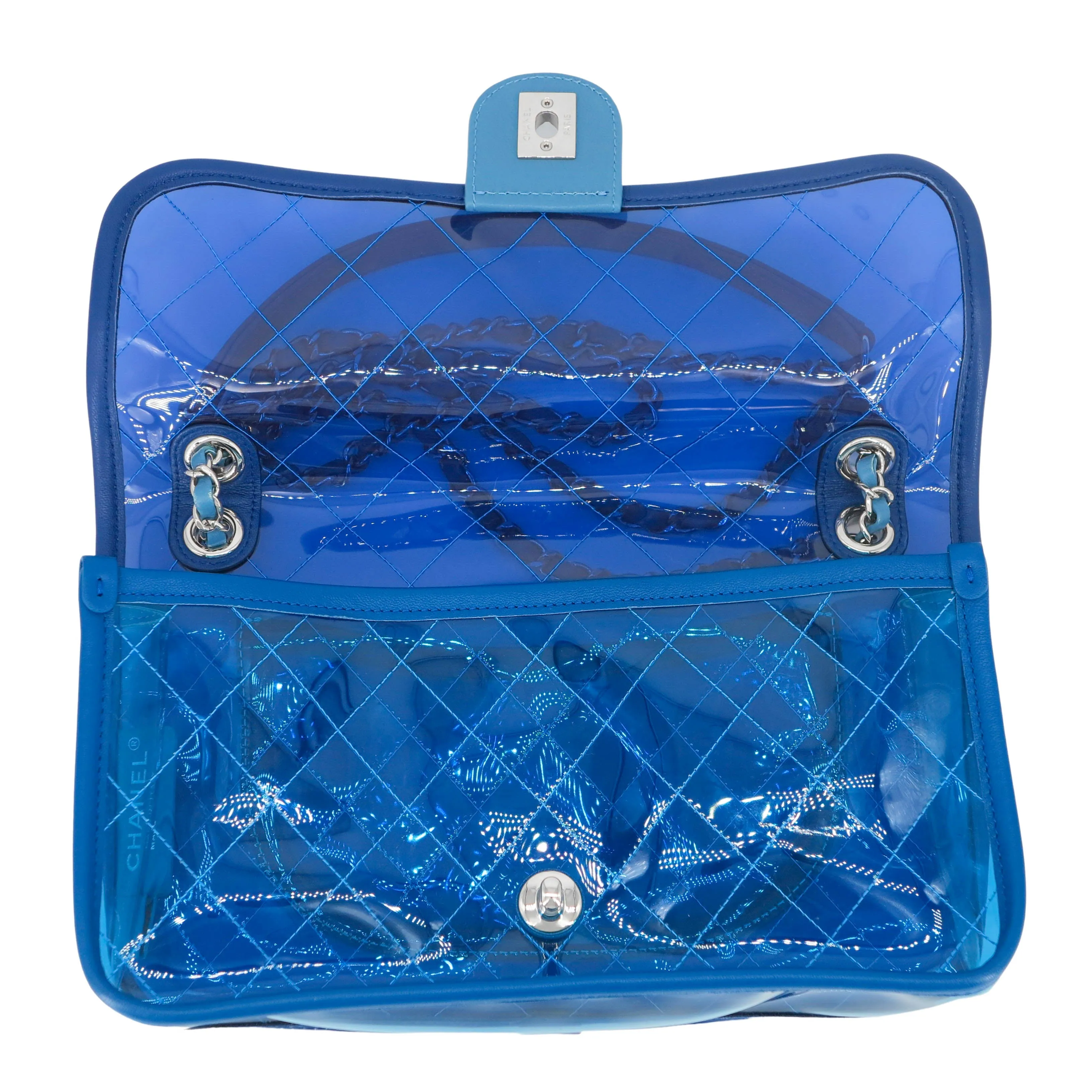 Coco Splash Blue PVC Medium Flap Bag