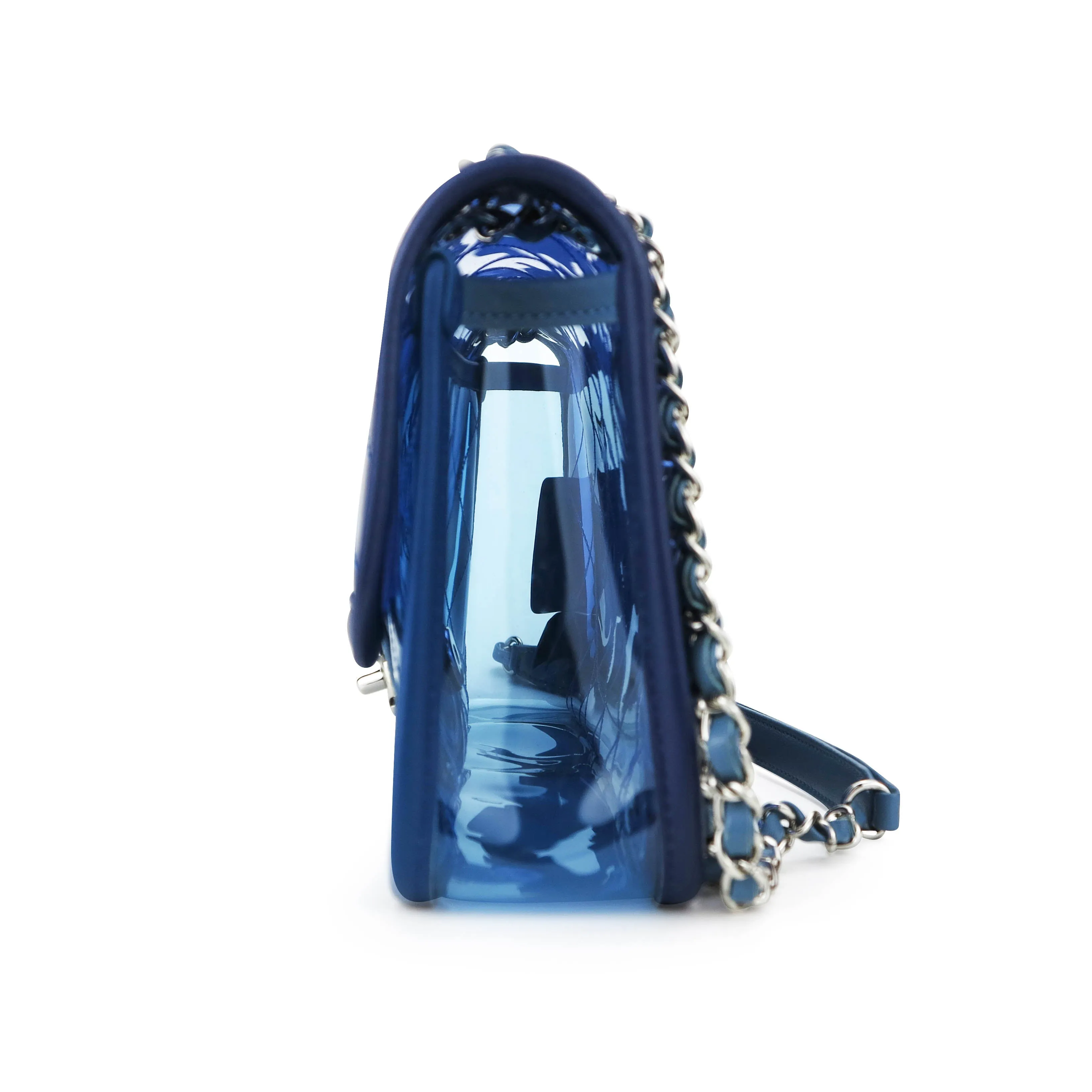 Coco Splash Blue PVC Medium Flap Bag