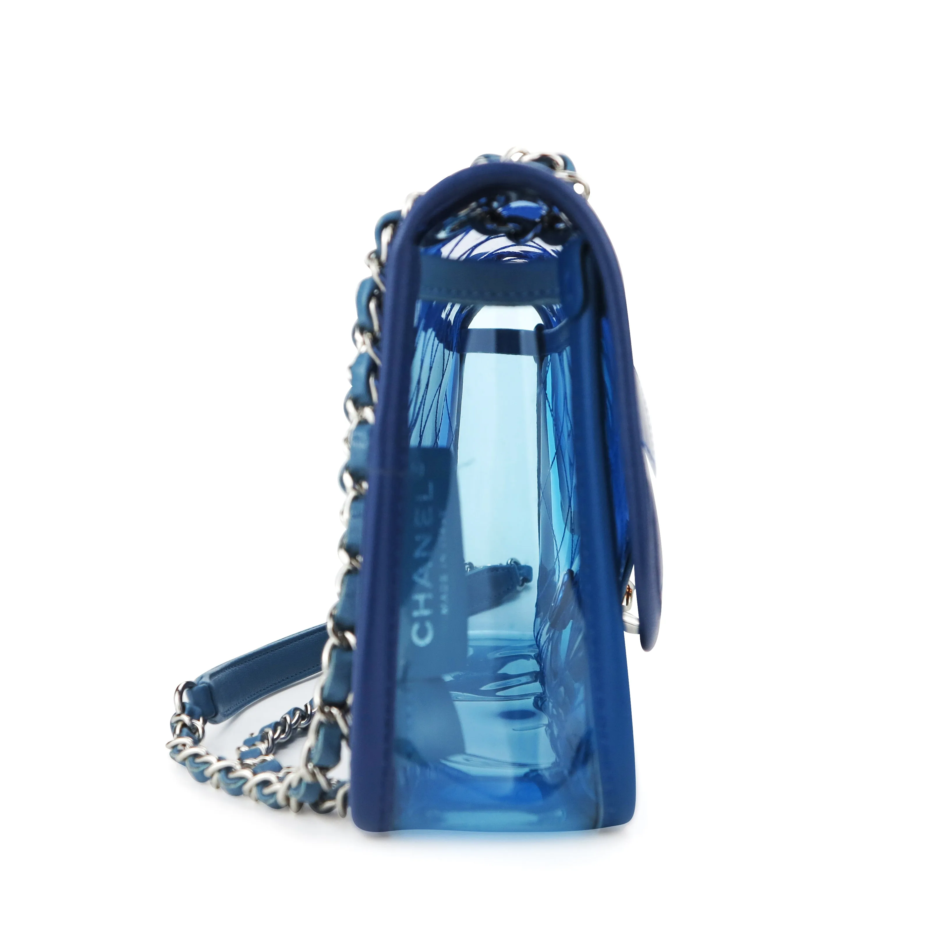 Coco Splash Blue PVC Medium Flap Bag