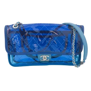 Coco Splash Blue PVC Medium Flap Bag