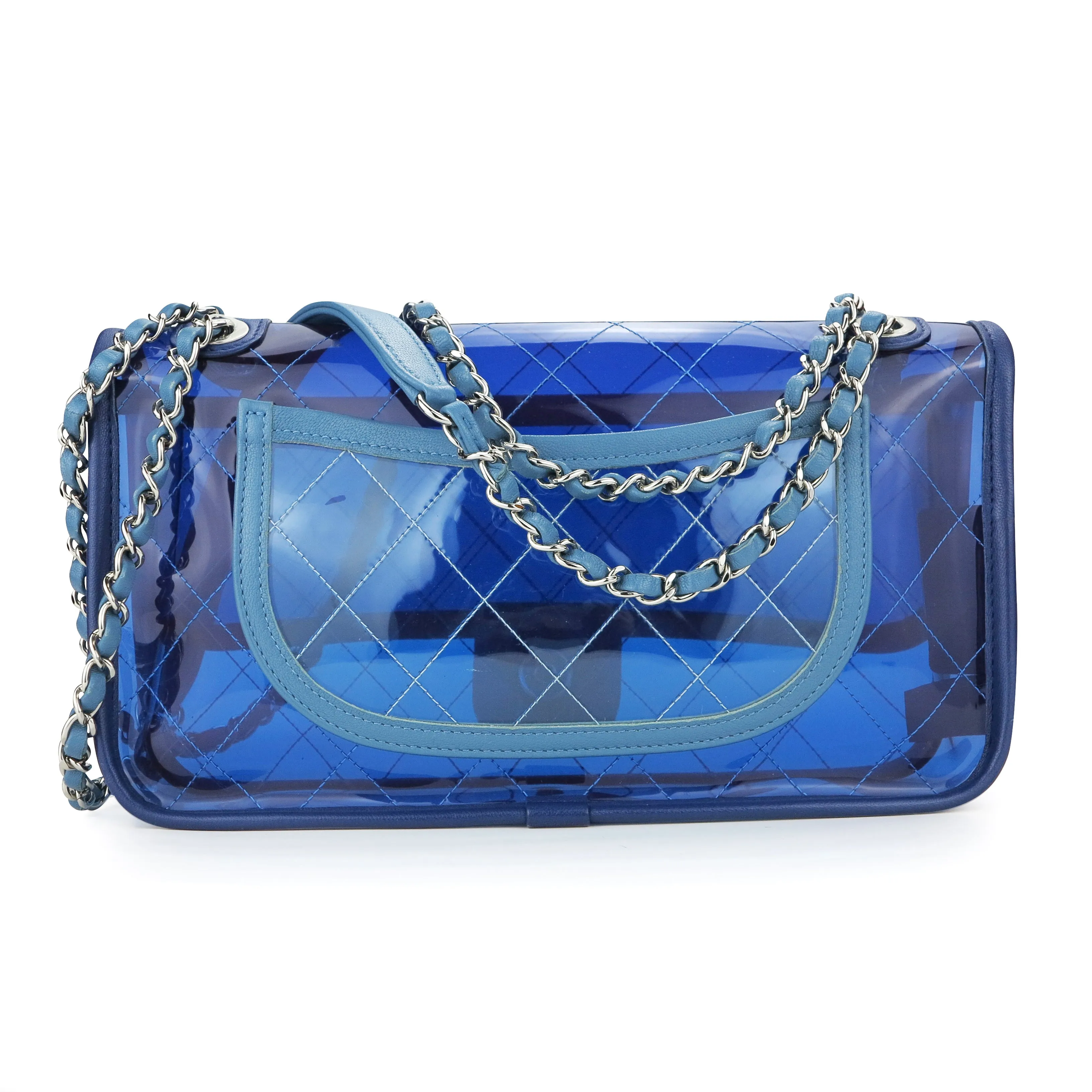 Coco Splash Blue PVC Medium Flap Bag