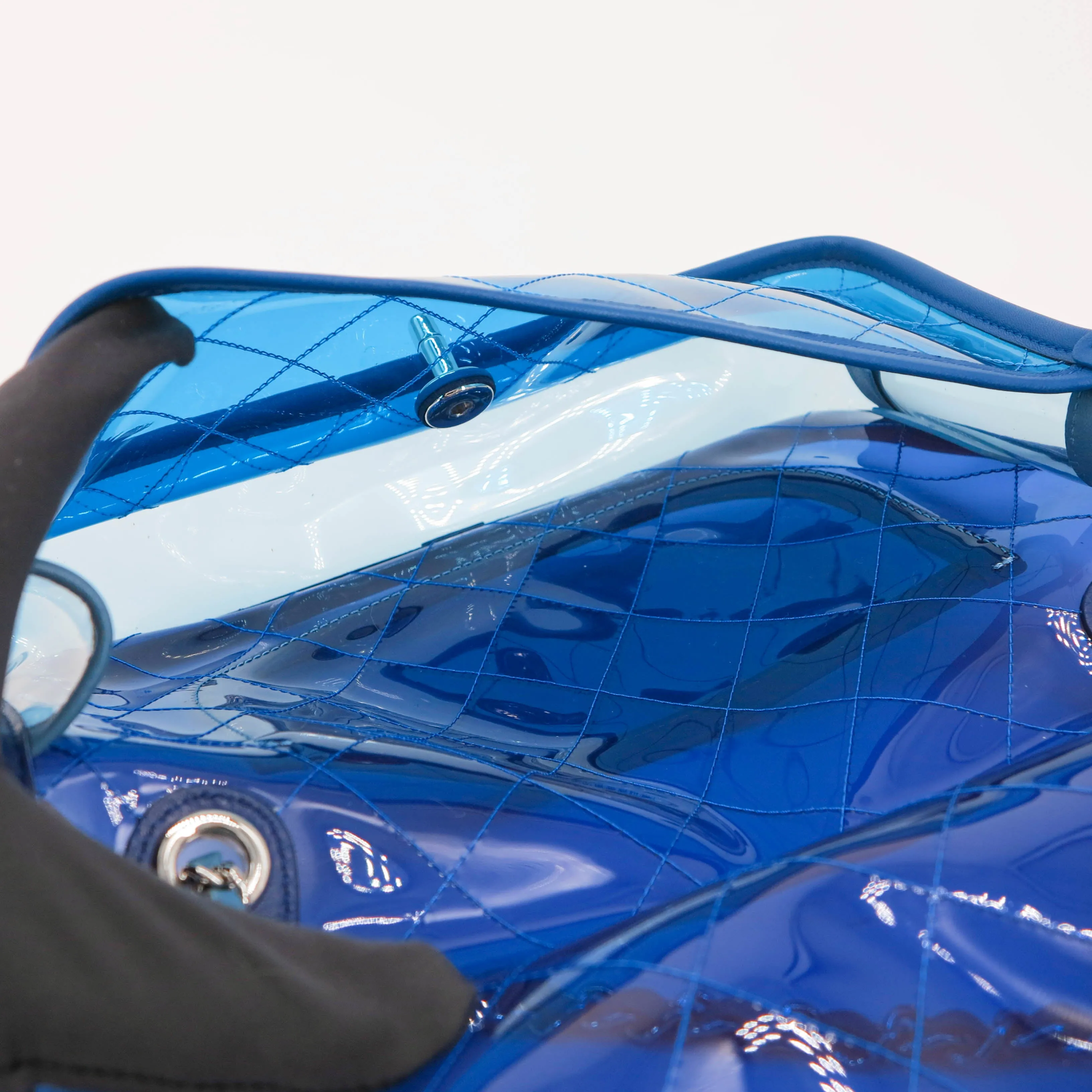 Coco Splash Blue PVC Medium Flap Bag