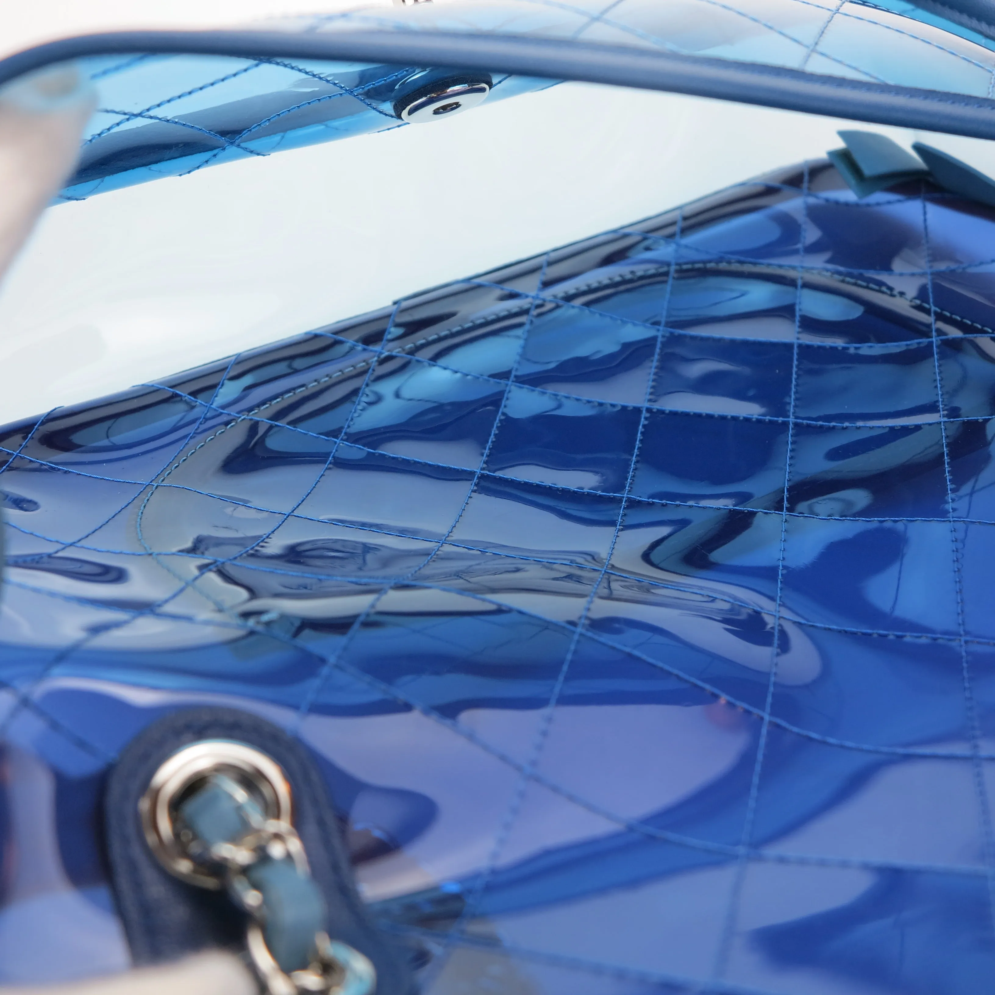 Coco Splash Blue PVC Medium Flap Bag
