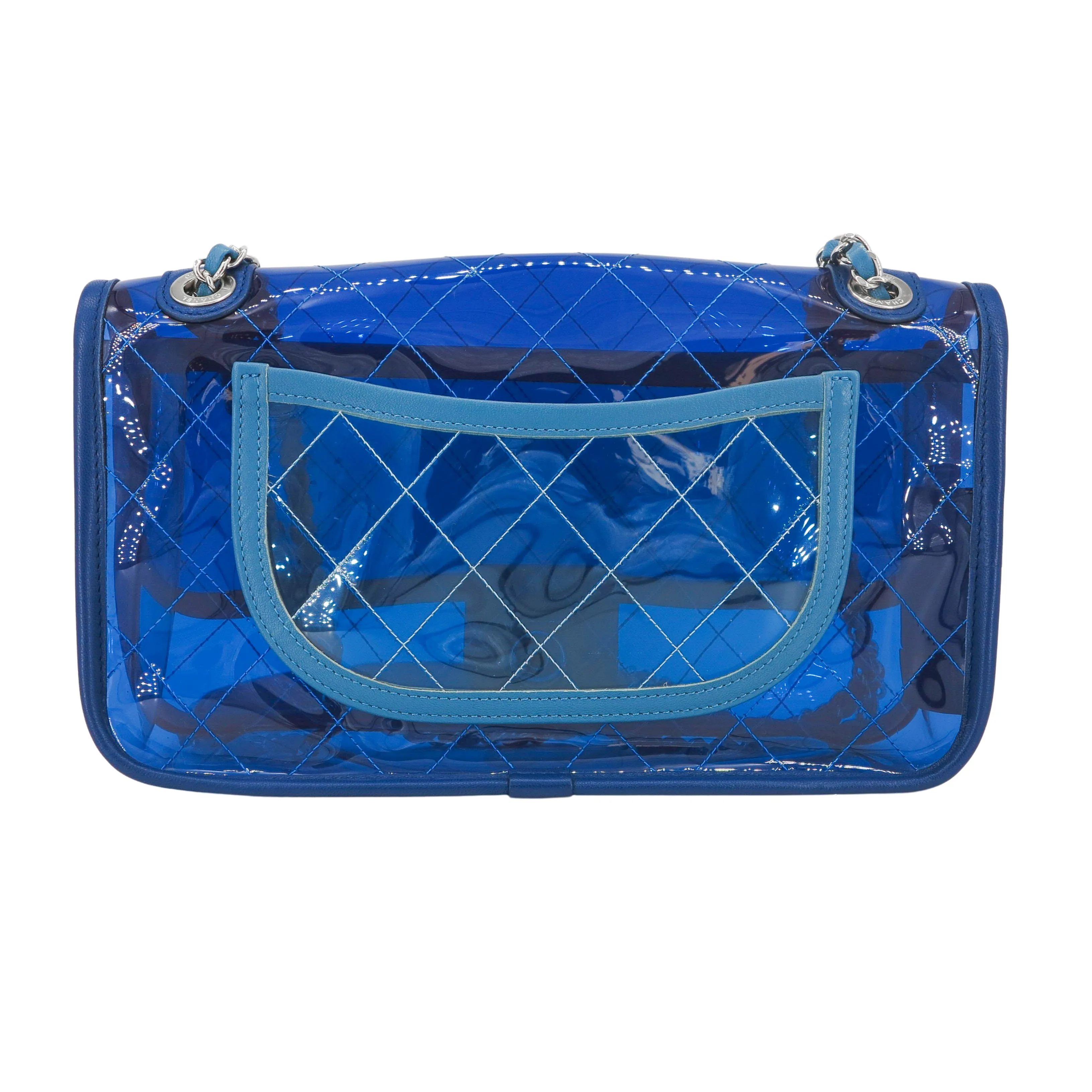 Coco Splash Blue PVC Medium Flap Bag