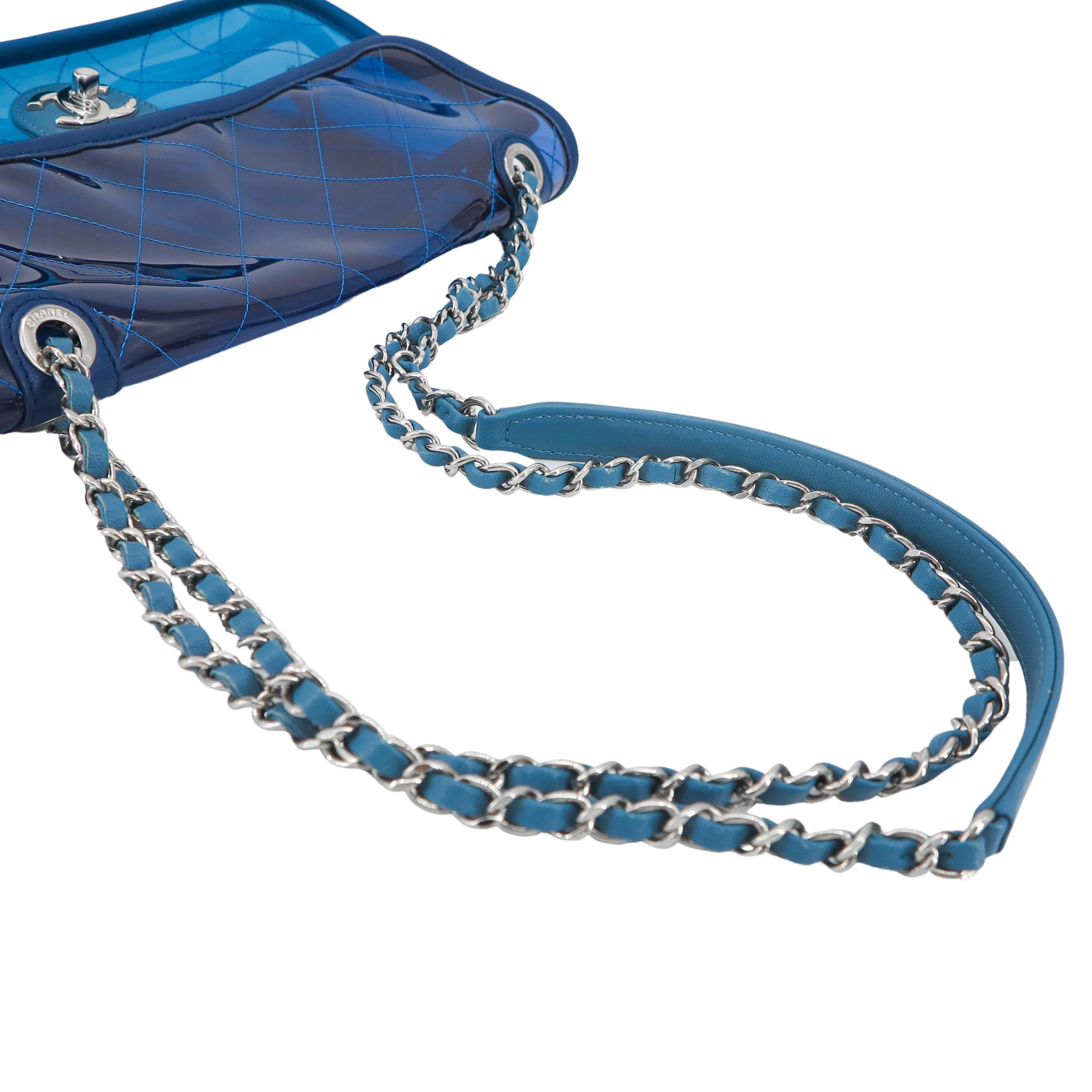 Coco Splash Blue PVC Medium Flap Bag