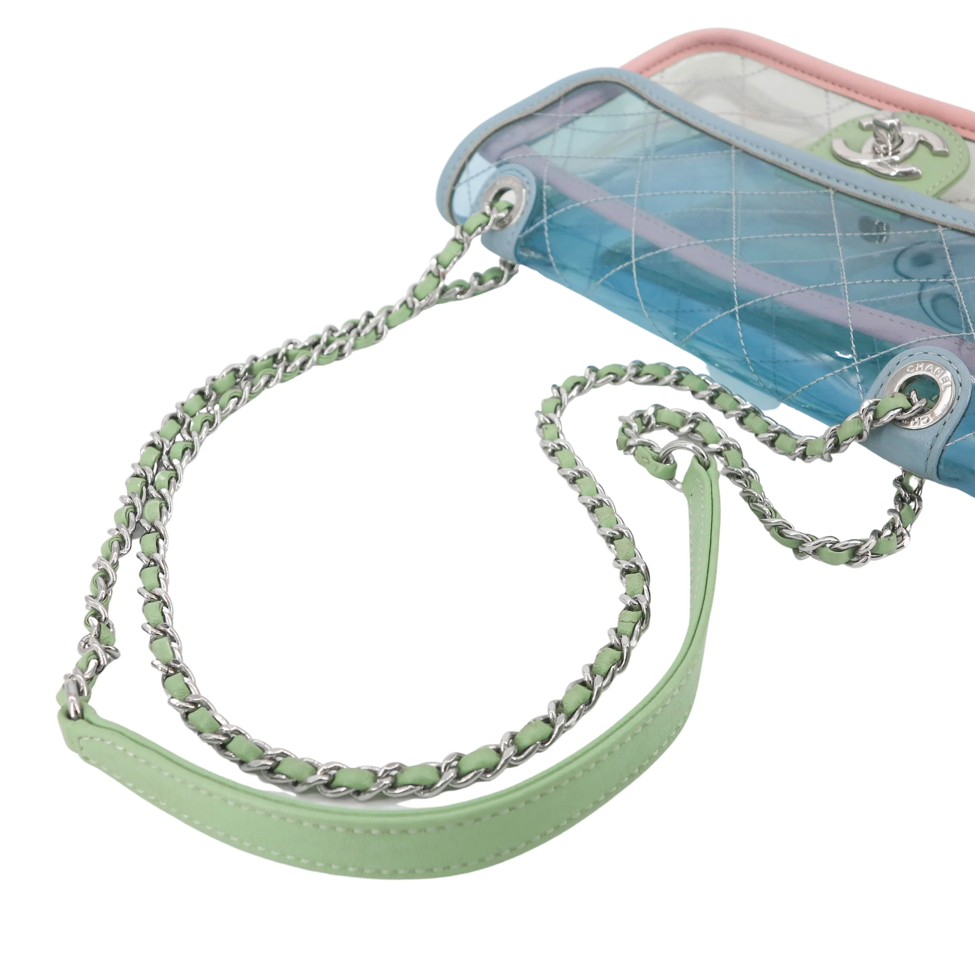 Coco Splash PVC Mini Flap Bag Blue Pink Green