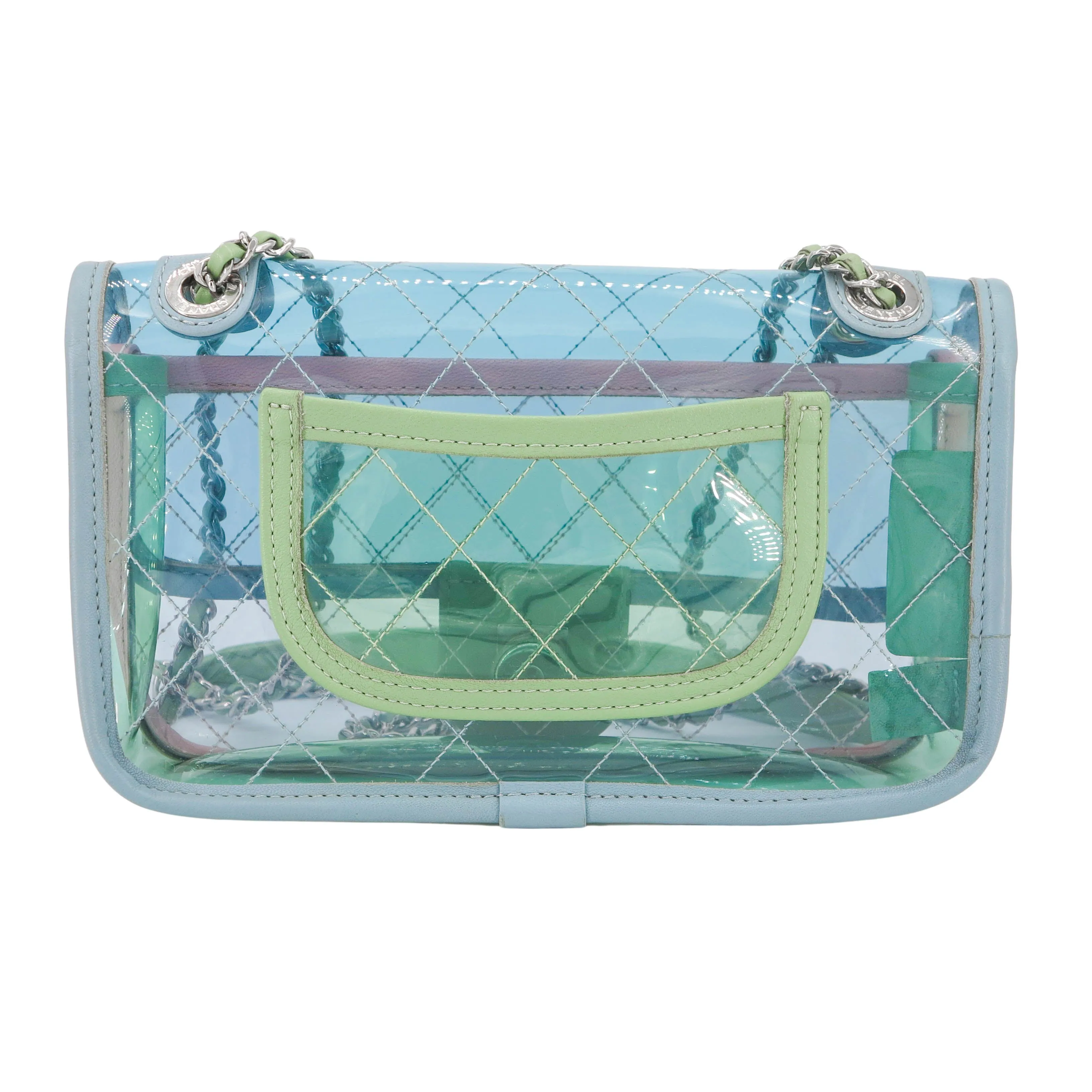 Coco Splash PVC Mini Flap Bag Blue Pink Green