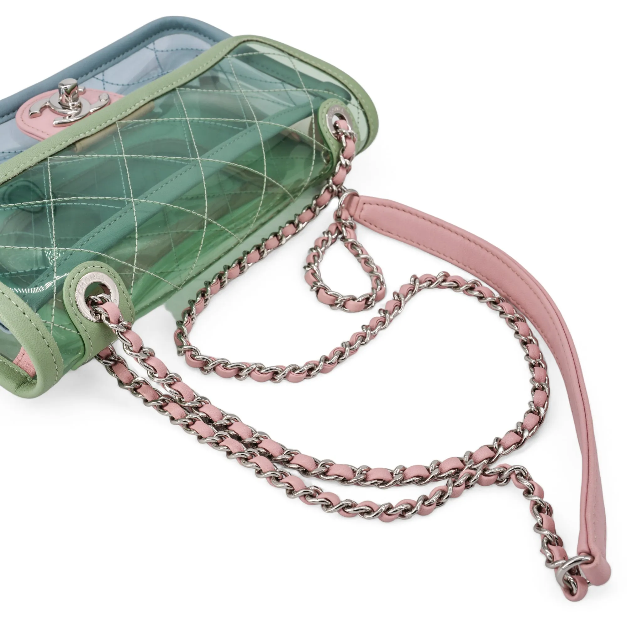 Coco Splash PVC Mini Flap Bag Green Pink Blue