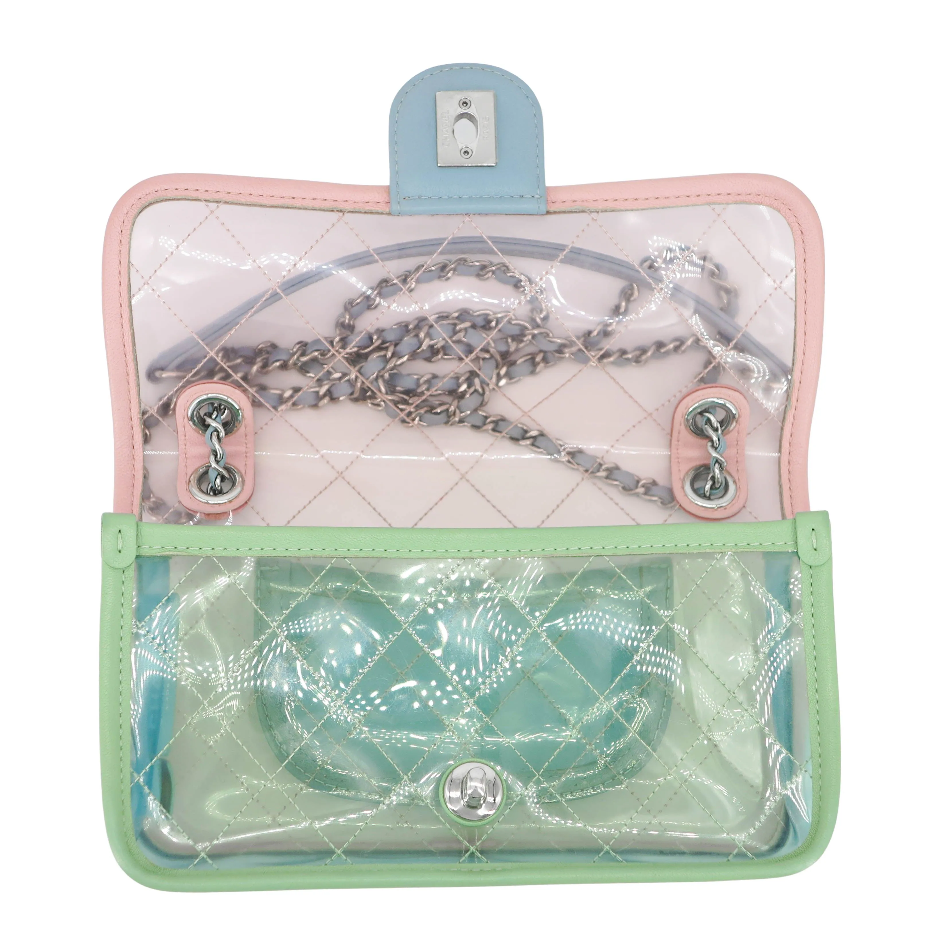 Coco Splash PVC Mini Flap Bag Pink Green Blue