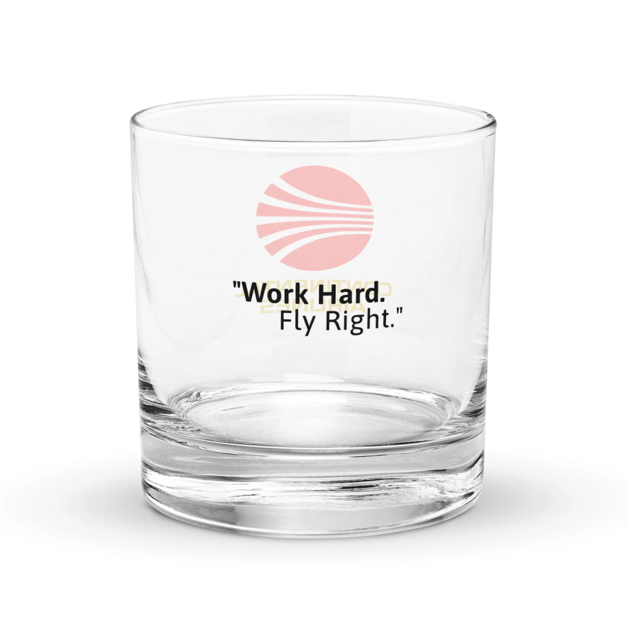 Continental Airlines Glass Tumbler - "Work hard. Fly right."
