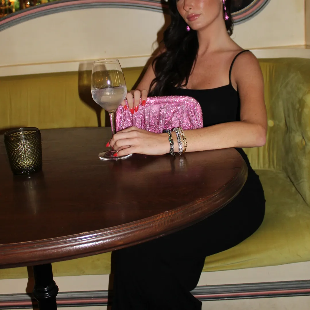 Crystal Luxe Evening Bag - Pink