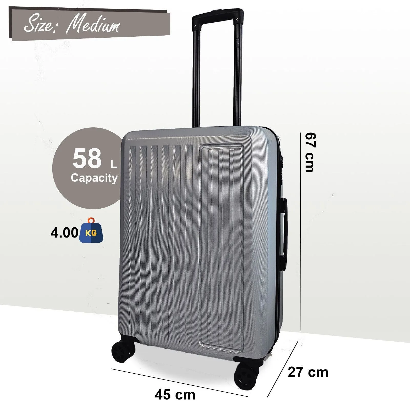 Cullman Medium Hard Shell Suitcase in Silver