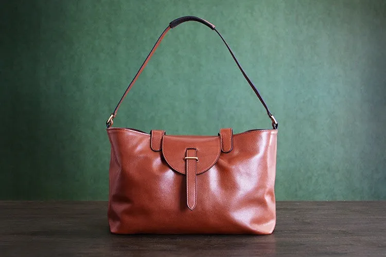 Custom Handmade Vegetable Tanned Italian Leather Shoulder Bag Women Handbag Tote Bag D047