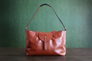 Custom Handmade Vegetable Tanned Italian Leather Shoulder Bag Women Handbag Tote Bag D047