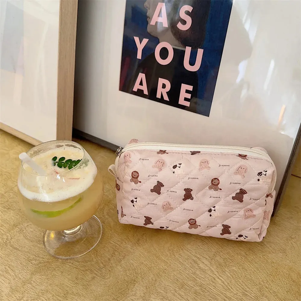 Cute Cartoon Print Women's Cosmetic Bag Portable Ladies Makeup Case Travel Storage Bags Casual Female Clutch Purse Handbags