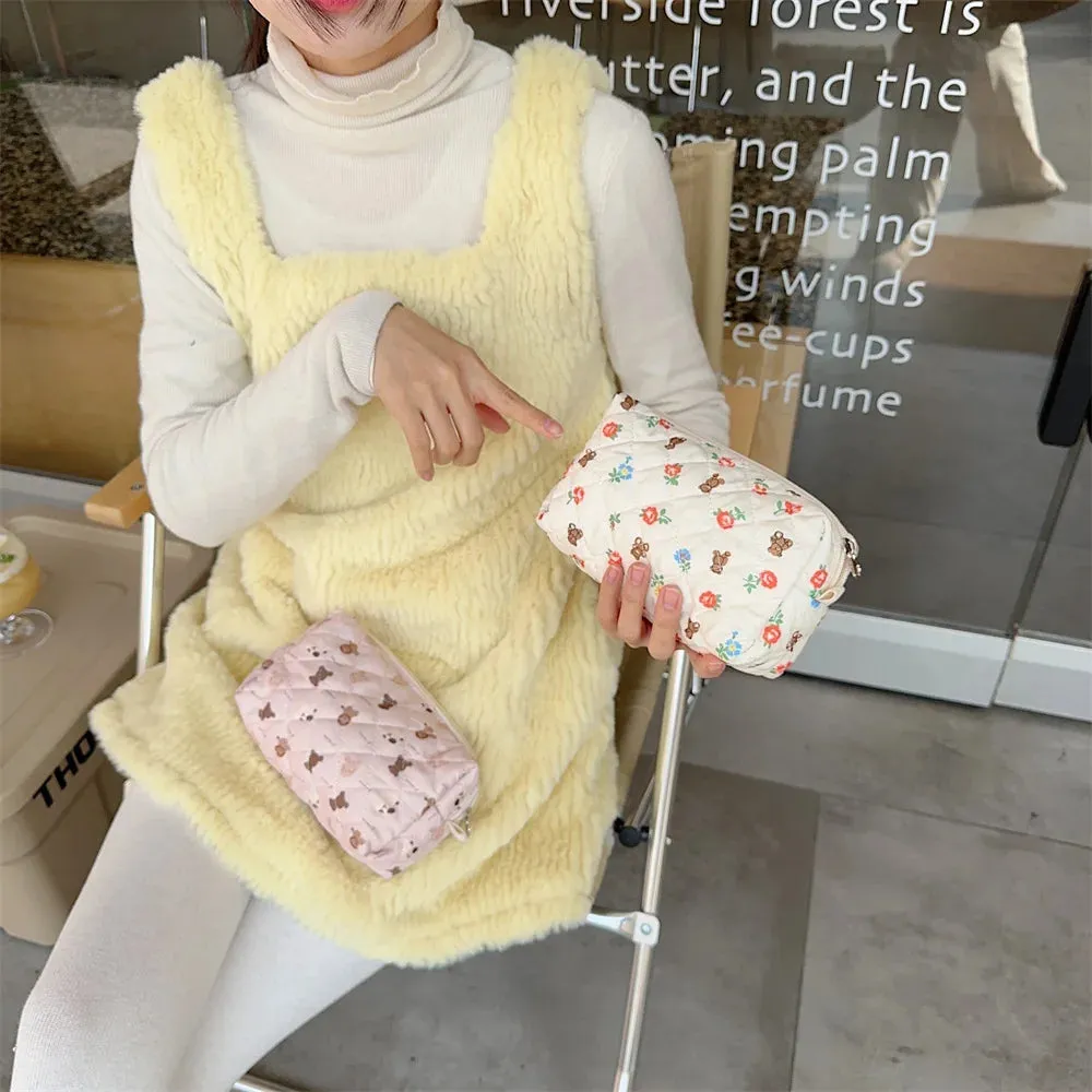 Cute Cartoon Print Women's Cosmetic Bag Portable Ladies Makeup Case Travel Storage Bags Casual Female Clutch Purse Handbags