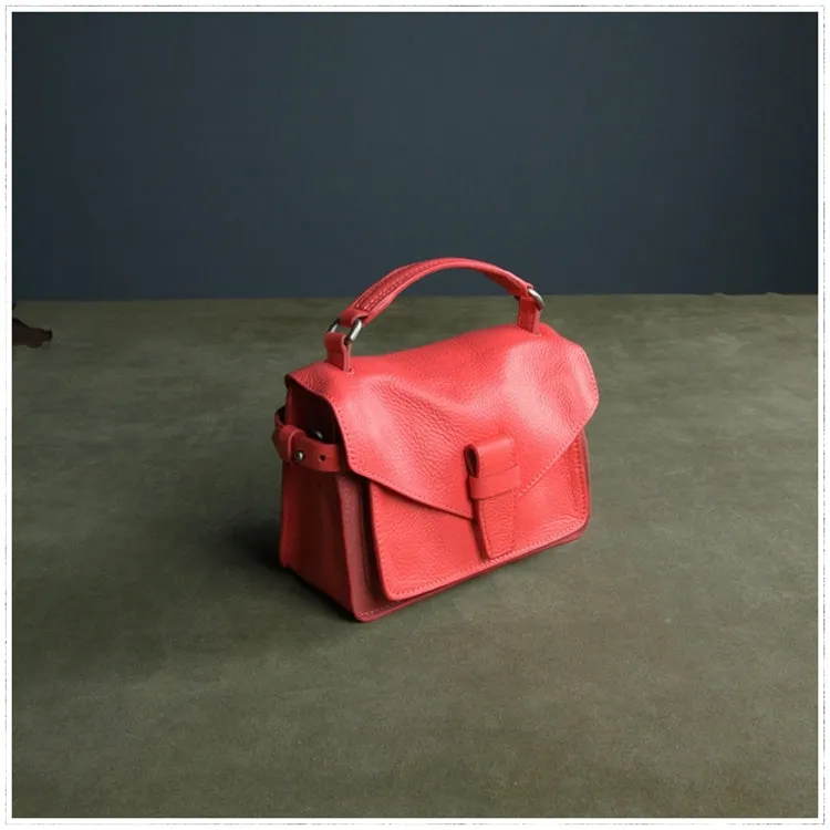 Cute Pink Red Mini Leather Womens Satchel Handbag Small Satchel Shoulder Bag Small Satchel Bag for Women