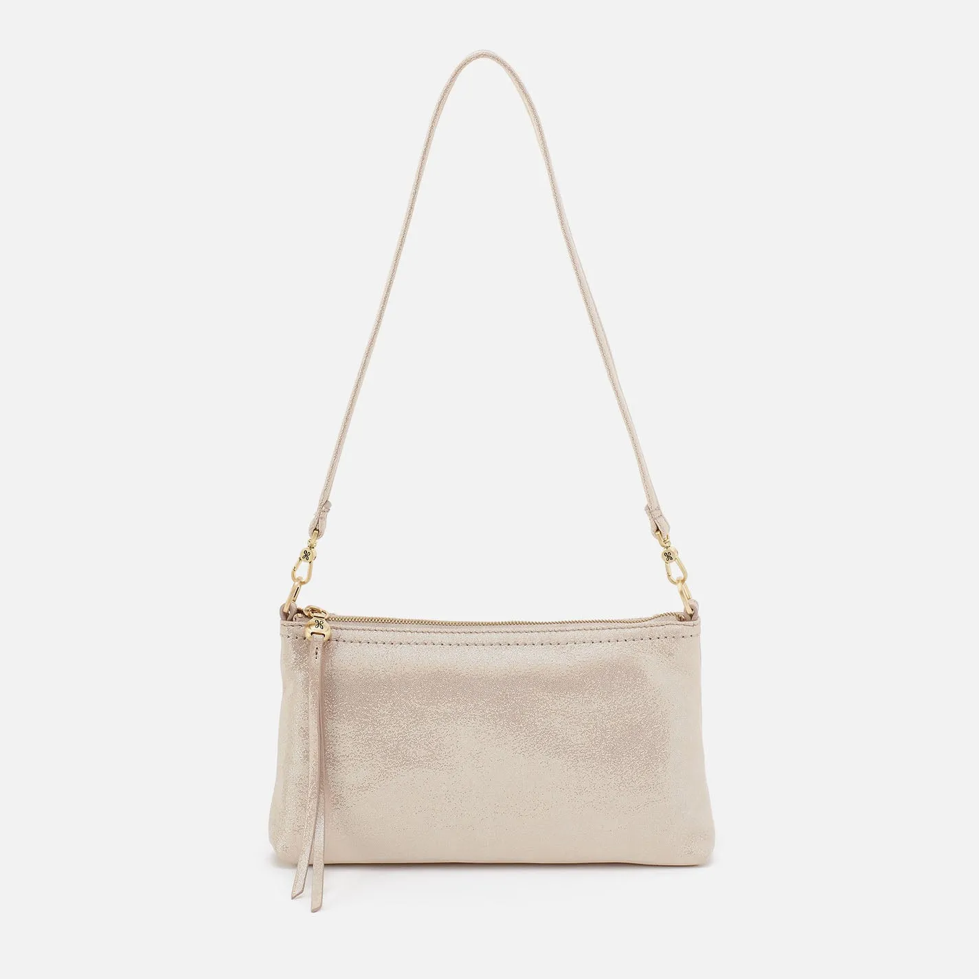 Darcy Crossbody In Metallic Leather - Sand Shimmer