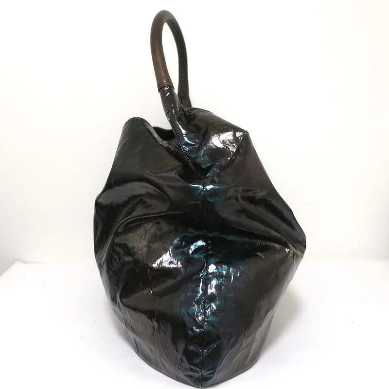 Devi Kroell Hobo Brown/Green Metallic Snakeskin Print Extra Large Shoulder Bag
