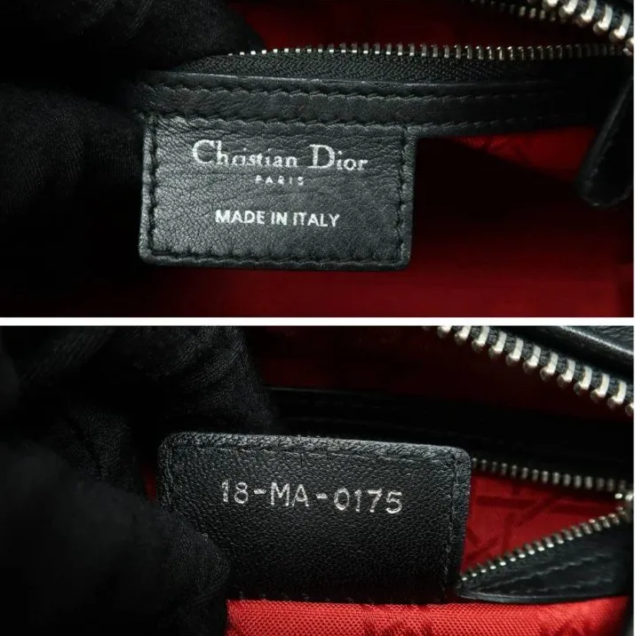 DIOR Medium Lady Black Lambskin Leather Satchel Bag