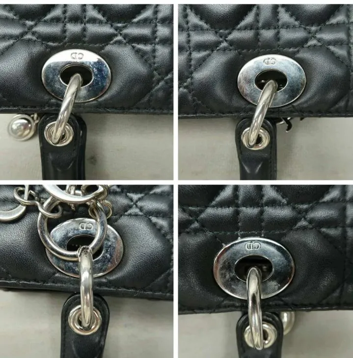 DIOR Medium Lady Black Lambskin Leather Satchel Bag