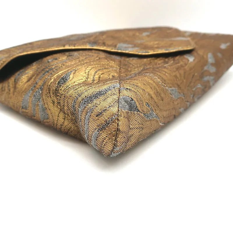 Dries Van Noten Envelope Clutch Gold Metallic Jacquard Bag