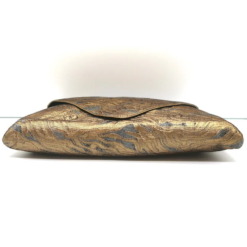 Dries Van Noten Envelope Clutch Gold Metallic Jacquard Bag
