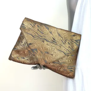 Dries Van Noten Envelope Clutch Gold Metallic Jacquard Bag
